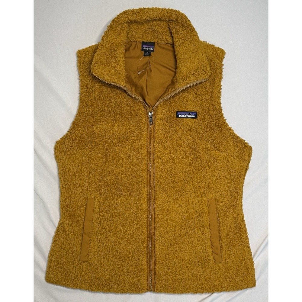 Patagonia Los Gatos Fuzzy Sherpa Fleece Vest Womens Size Small Wren Gold